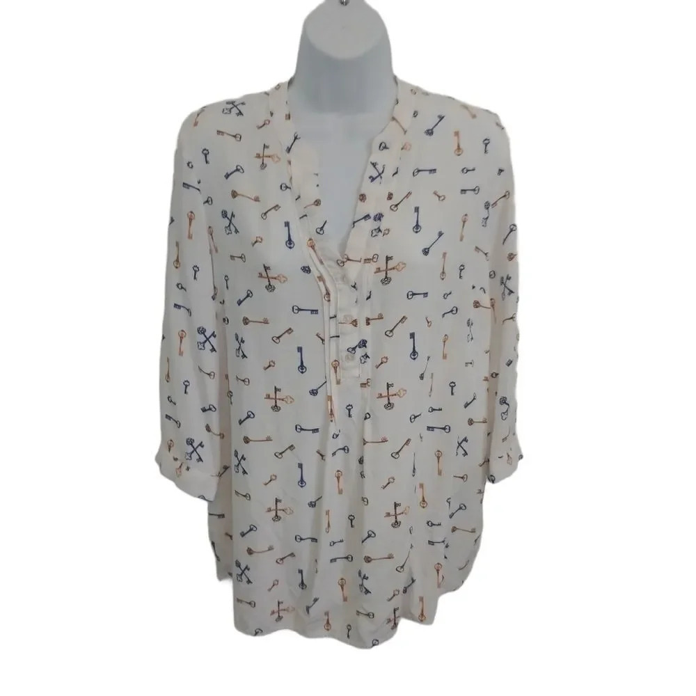 Mandy  Evans Tunic Style Blouse, Keys, M